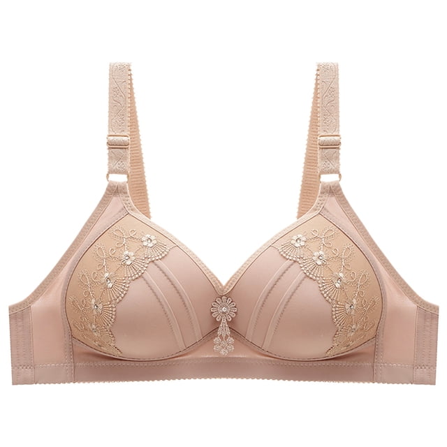 B91xZ Full Coverage Plus Size Non Padded Wireless Minimizer Bra Plus Size Retro Lace & Mesh Unlined Underwire Bra,Khaki 105C