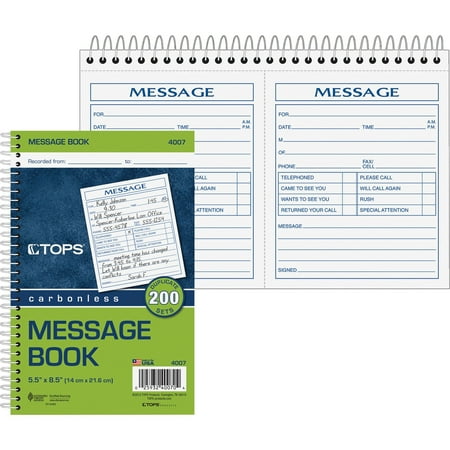 UPC: 0025932400704 | TOPS  TOP4007  2 Calls Per Page Phone Message Book  1 Each  White