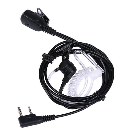 Kenwood Radio Microphones - HDE Covert Walkie Talkie Earpiece and Microphone Acoustic Audio Tube for Kenwood and Baofeng Radios 2-Pin Connection