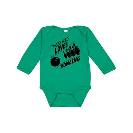 

Inktastic This Kid Loves Bowling Gift Baby Boy or Baby Girl Long Sleeve Bodysuit
