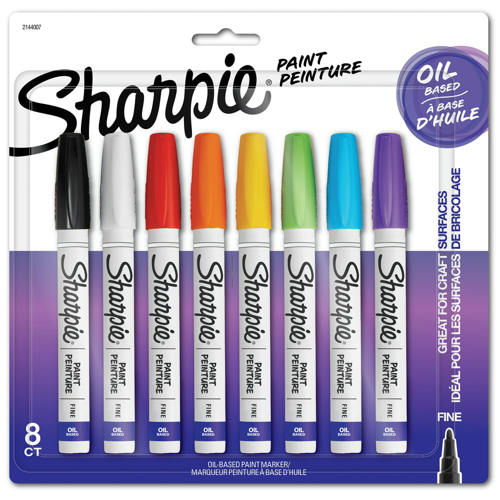 Sharpie Oil-Based Paint Markers, Fine Point, Assorted Colors, 8 Count ...