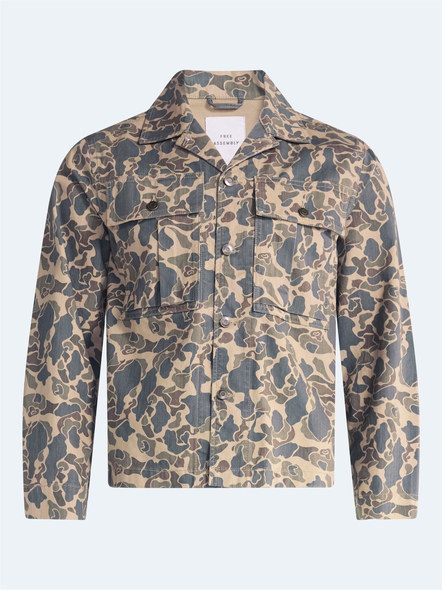 Free Assembly Men's Cotton Camo Utility Jacket, Sizes XS-3XL