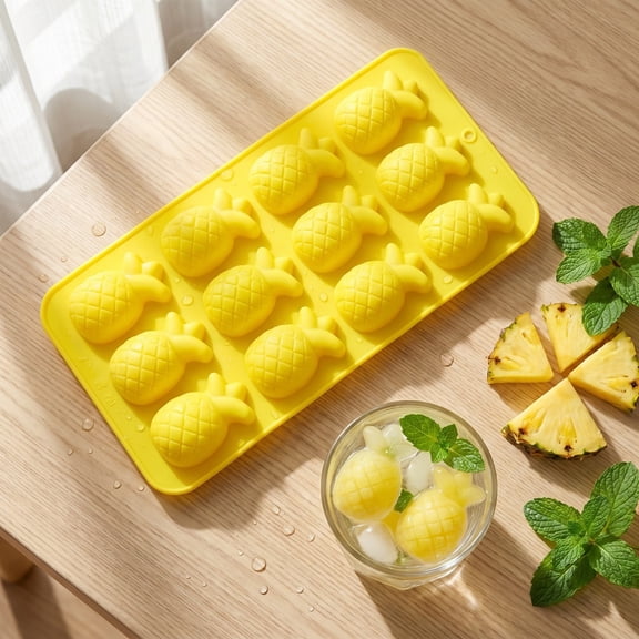 Pineapple Tray, 12 Cavity Food Grade Silicone Mold, Nonstick Baking Form for Ice, Candy, Chocolate, Jelly and Party Drinks
