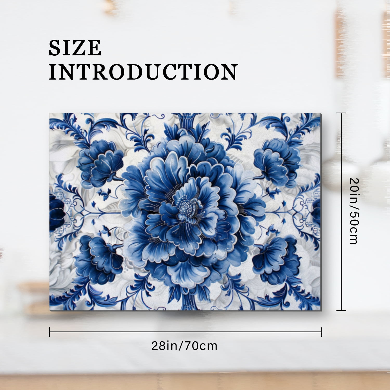 Stove Top Covers For Glasstop Stoves, Blue and White Porcelain-Style Floral Pattern Oilproof Mat, Multifunctional Protector Decorative Pad for Kitchen RV (28×20 Inch)