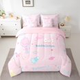 thumbnail image 2 of Feelyou Cartoon Badminton Bedding Comforter Set 7 Pieces, Pink Princess Full Bedding Set, 2 of 8