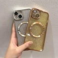 thumbnail image 3 of iPhone 14 Plus 6.7" Magnetic Glitter Case, [Compatible with Magsafe] Cute Luxury Plating Bling Clear Phone Case, Full Camera Lens Protector Anti-Scratch Shockproof Protective Case-Silver, 3 of 12