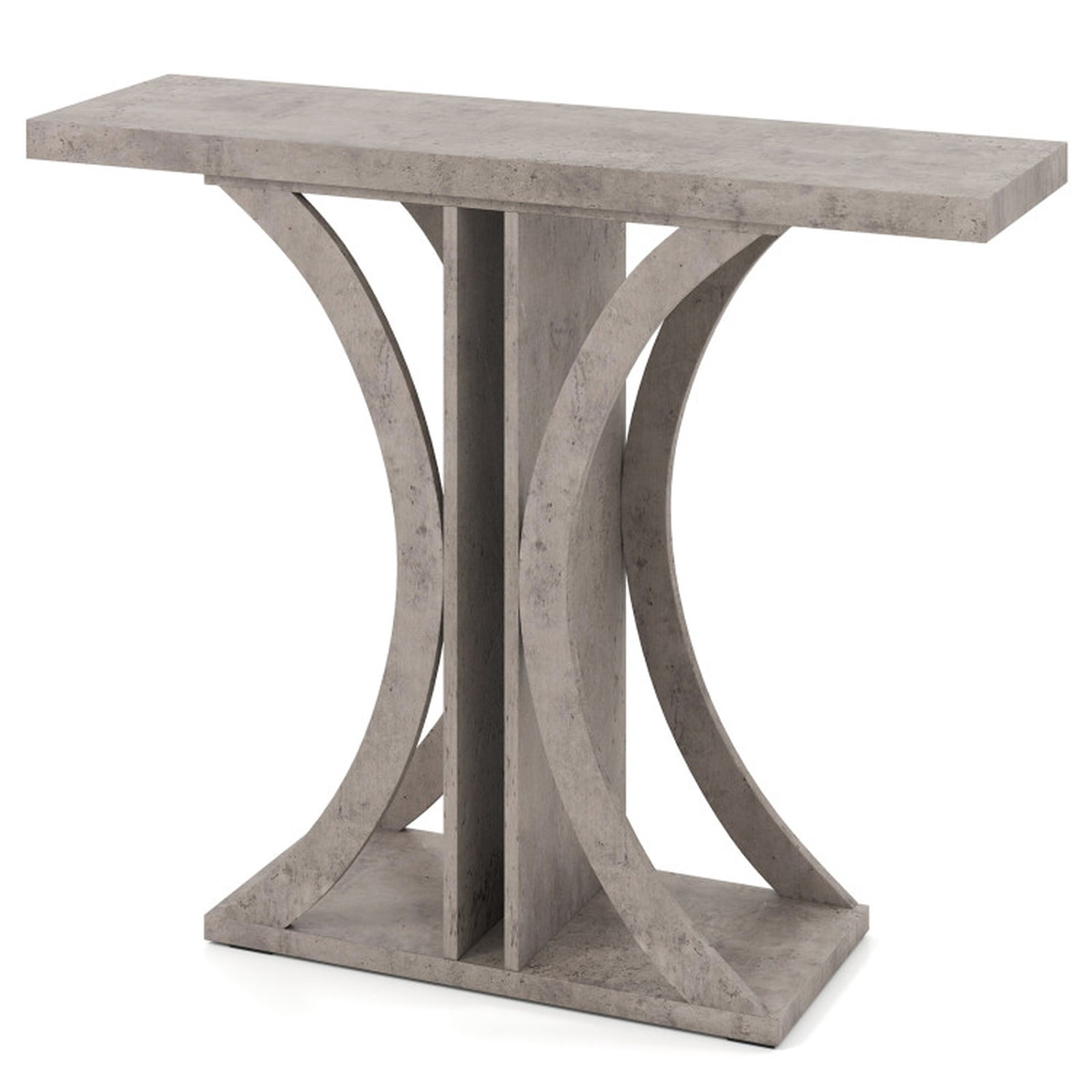 Furnibear 39.5 Inch Console Table Rectangular Entryway Table with Geometric Frame for Living Room Hallway Sofa Small Space, Gray