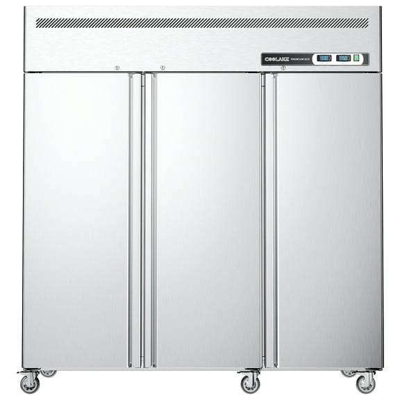 Coolake Commercial Refrigerator And Freezer Combo, 72" W Dual Temperature Zones, 54 Cu.ft 3 Door