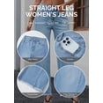 thumbnail image 6 of DOKOTOO Women's Wide Leg Jeans High Waisted Strechy Raw Hem Frayed Hem Denim Pants, 6 of 9