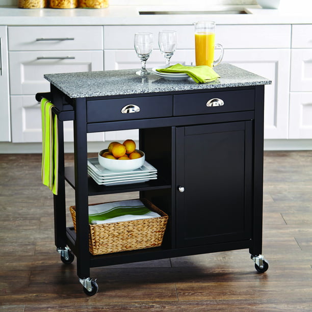 Gardens 35 Tall Rolling Kitchen Cart, Kitchen Island On Wheels With Chairs
