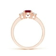 thumbnail image 2 of ANGARA Natural Classic Three Stone Ruby and Diamond Ring in 14K Rose Gold for Women (Size-5mm) | July Birthstone, Birthday, Anniversary, Jewelry Gift for Women | Natural Ruby Ring, 2 of 10