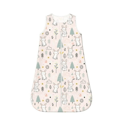 

Fotbe Rabbit Forest Pattern Sleep Sack - Baby Wearable Blanket with Zipper Extra Soft Cotton Sleeveless Sleeping Bag for Infants-Small