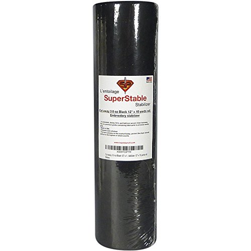 Cut Away Stabilizer Black 3.0 oz 12 inch x 10 Yard Roll. SuperStable