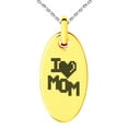 thumbnail image 1 of Rose Gold Stainless Steel Pixel I Heart Mom Small Oval Charm Pendant Necklace, 1 of 1