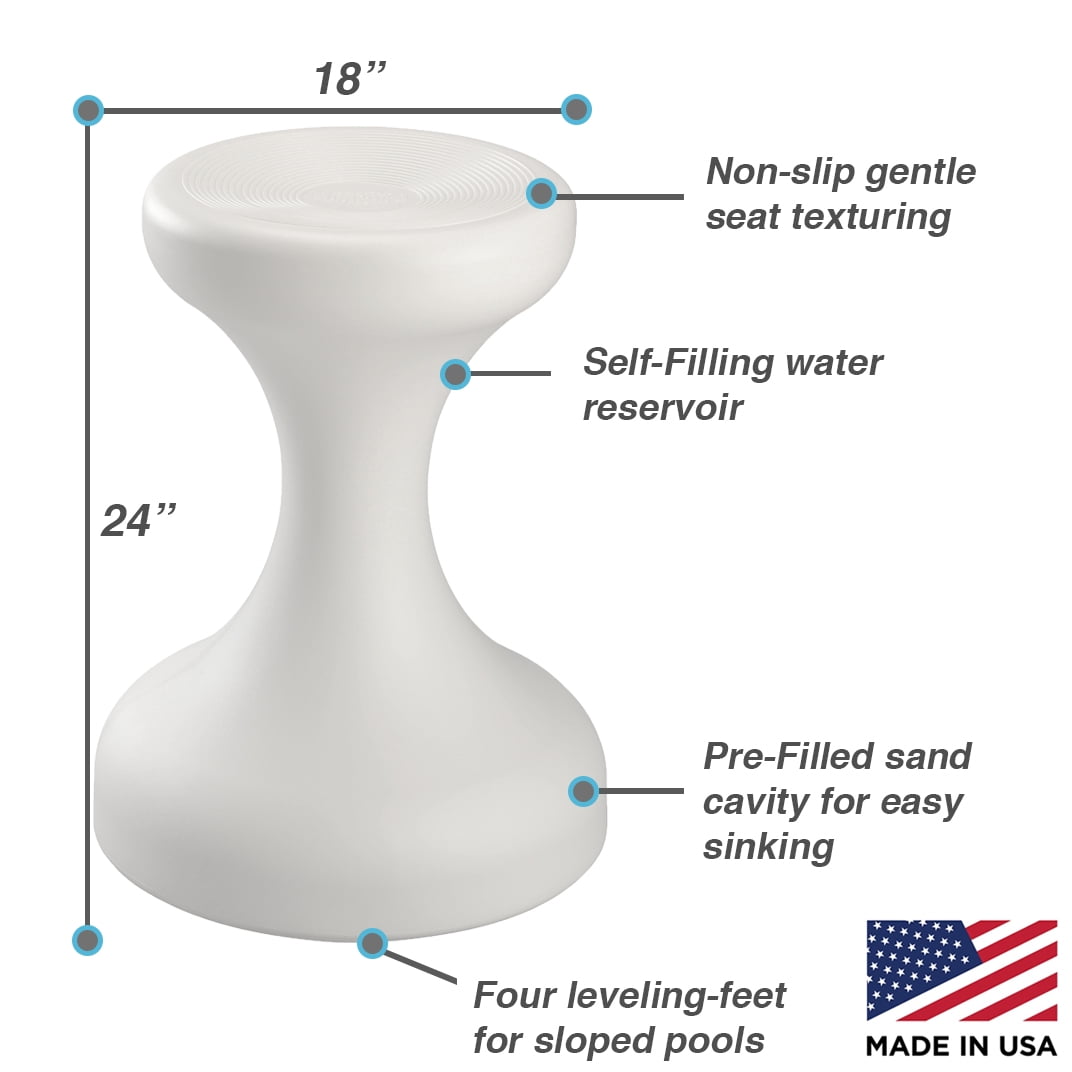Dunn-Rite Products Made in USA Submersible Swim Up Pool Stools for Underwater Use, Bar Stool for Inside Pool and Patio Deck Seating, 24 Inch (1 Stool)