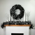 thumbnail image 2 of Northlight Pre-Lit LED B/O Iced Christmas Garland - 6' x 9" - Black - Warm White Lights, 2 of 6
