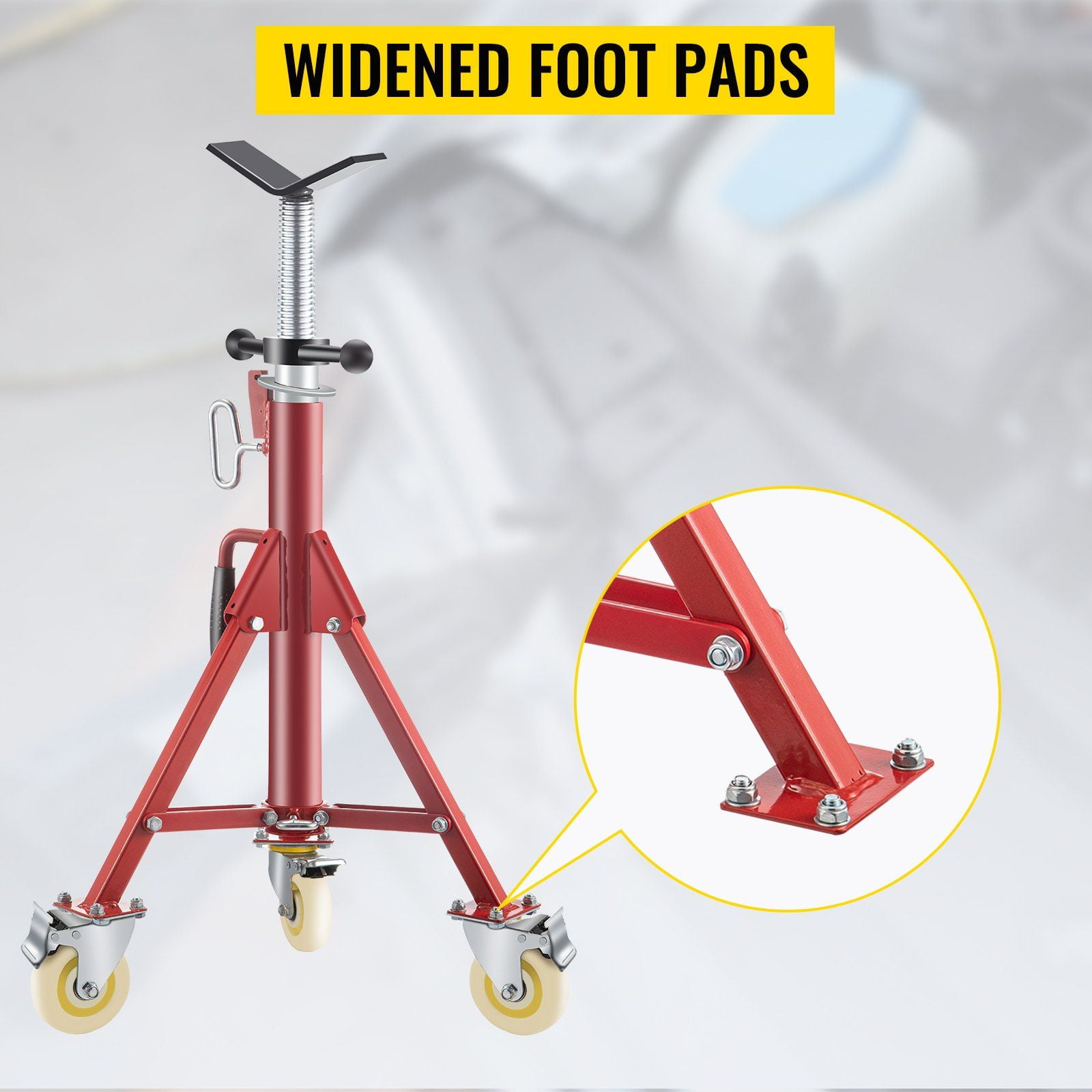 Adjustable Pipe Jack Stand 28-52 Inch, Heavy Duty Steel Pipe Stand with Casters, Supports 1/8-12 Inch Pipes, 882 LB Capacity, Portable & Folding
