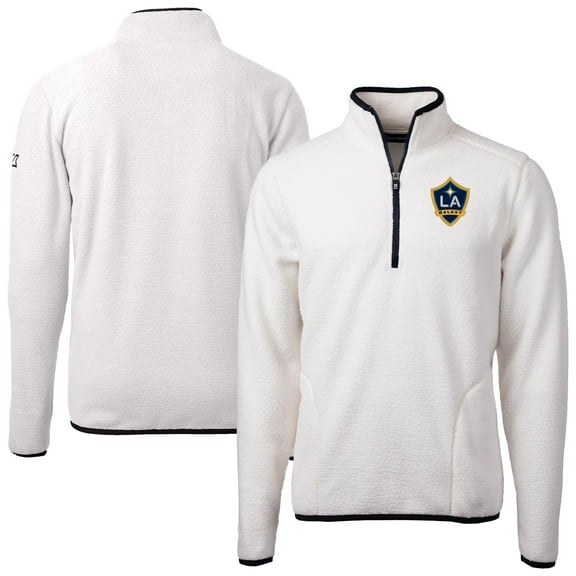 Men's Cutter & Buck White LA Galaxy Cascade Eco Fleece Quarter-Zip Jacket