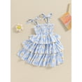 thumbnail image 6 of Aojekbee Toddler Girls Summer Dress Casual Bandage Straps Daisy Print Sleeveless A-Line Dress for Beach Party Cute Clothes, 6 of 10