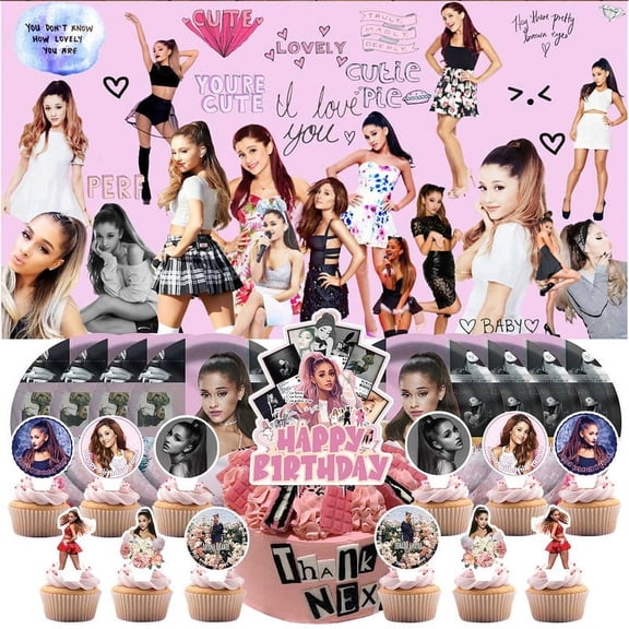 Ariana Grande Aesthetic Birthday Party Supplies Balloons Paper Plates Decoration Cake Topper Decor Tableware Banner Backdrop