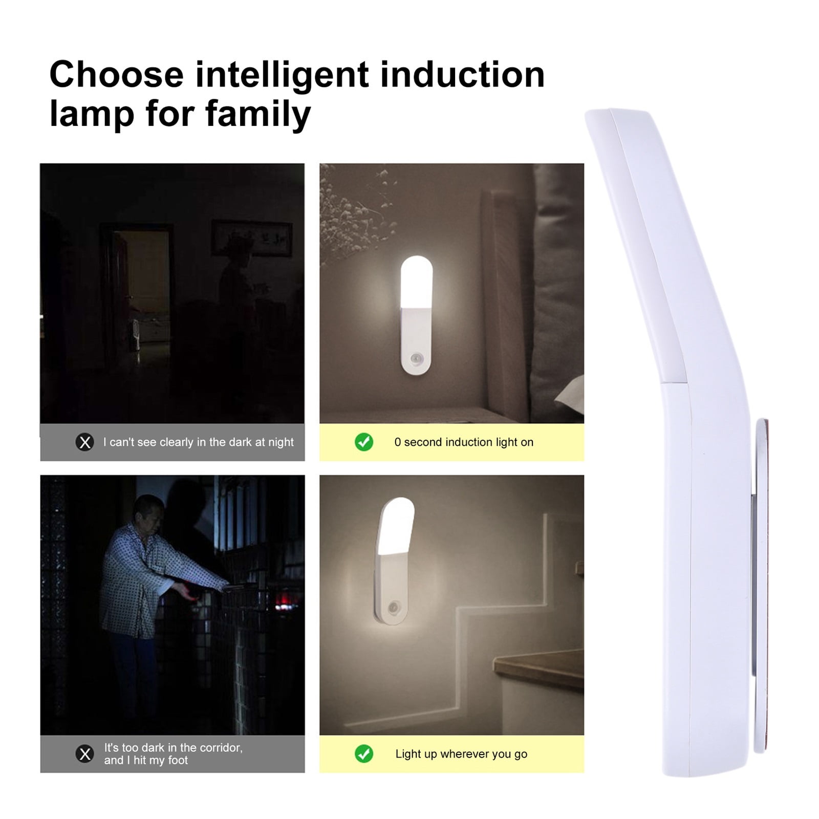 Wireless Motion Sensor Night Light Wall Lamp USB Rechargeable LED Cabinet Light Kitchen Bathroom Hallway Stair Wardrobe Lighting ,Picture Lights for Wall