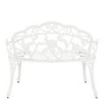 thumbnail image 6 of VINGLI 38.5" Patio Park Garden Outdoor Metal Rose Bench,Cast Iron Cast Aluminium Frame Antique Finish Chair,Accented Lawn Front Porch Path Yard Decor Deck Furniture for 2 Person SeatWhite, 6 of 8