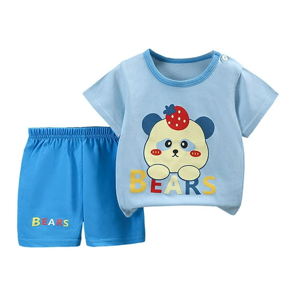 Toddler Boys' Short Sets 3T Boys Summer Clothes Kids Summer Funny Letter Outfits Shirt Short Sets Toddler Boy Clothes Gibobby(5-6 Years,Sky Blue)