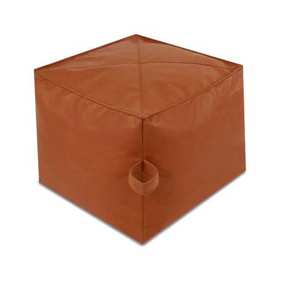 DIYBIRD Unstuffed Faux Suede Leather Pouf - Extra Large 18″ Cover Only Footstool with Storage, Durable Stitching & Quality Zipper, Easy-Carry Handle Shoe Stool (Orange)