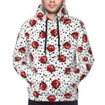 thumbnail image 3 of Zufioo Red Ladybugs On Black Dotted Design Fleece Comfortable Hoodie for Mens,Sweatshirt for Men,Pullover Hooded Sweatshirt for Men -4X-Large, 3 of 5