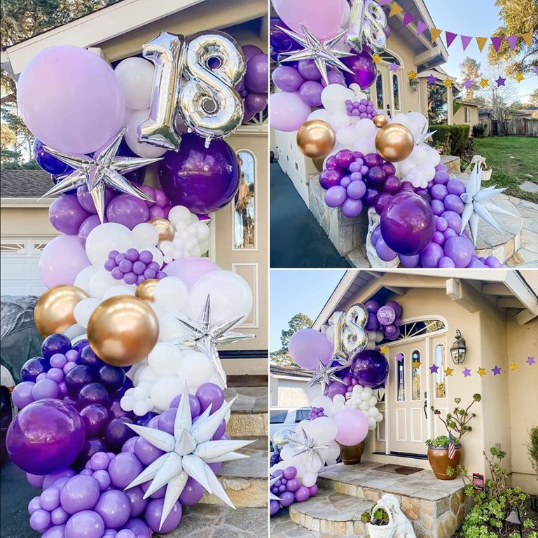Purple Balloon Guirlande Kit Lavande Violet Lilas Argent Latex Blanc Ballons  Confettis Ballons 3d Papillon Pour Engagement Baby Shower Fête d' anniversaire
