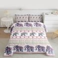 thumbnail image 3 of Manfei Cartoon Hippie Elephant Bedding Comforter Set for Teen, Vintage Damask Floral Twin Comforter Sets, Western Triangle Reversible Bedding Set, Luxury Bedroom Decor, 2pcs, 3 of 9