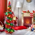 thumbnail image 3 of Árbol de Navidad Pinkswan de 5 pies con 50 luces LED de oropel rojo y verde, 3 of 6