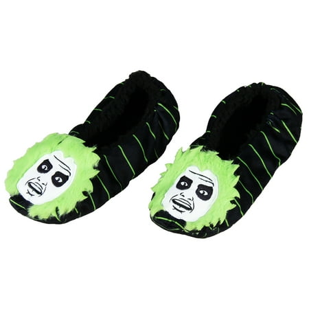 

Beetlejuice Slippers 3D Hair Embroidered Character Slipper Socks No-Slip Sole LG
