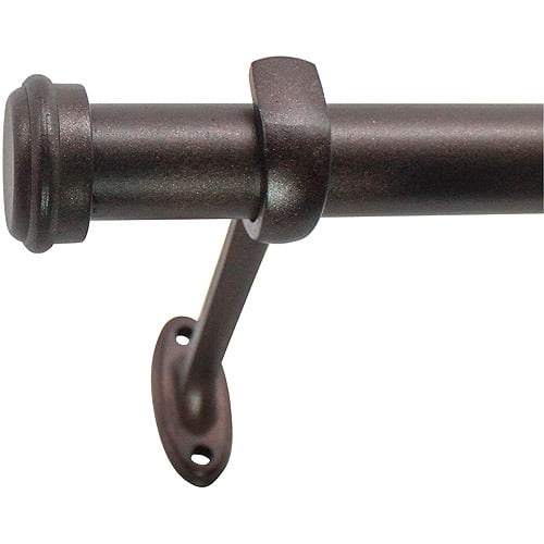Short Bronze Decopolitan 29778-BZ18 Cap Single Telescoping Drapery Rod Set 