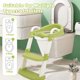 thumbnail image 3 of Asiento de inodoro l plegable con escalera y asa, escalera de inodoro regulable en altura con asiento cómodo, escalones extra anchos (verde), 3 of 5