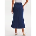 thumbnail image 4 of DARING DIVA Women's Denim Maxi A Line Raw Hem Jean Skirt Small Deep Blue, 4 of 7