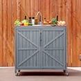 thumbnail image 4 of 39.4" Outdoor Kitchen Island with Sink, Outdoor Kitchen Sink Station w/ 304 Stainless Steel Sink, Hose Hook Up & Faucet, Outdoor Kitchen Cabinet w/ Back Splash & 4 Wheels for Pizza Prep,Grey Blue, 4 of 27