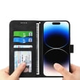 thumbnail image 4 of Wallet Case for iPhone 17 Pro Max Flip Phone Case with Card Slots, Cash Pocket, Kickstand, Magnetic Closure & Wrist Strap, TPU Soft Shell Cover Black, 4 of 6