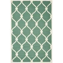 SAFAVIEH Cambridge Raleigh Geometric Wool Area Rug, Teal/Ivory, 9' x 12'