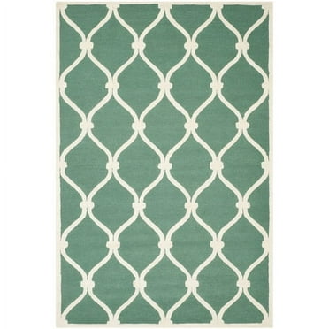 SAFAVIEH Cambridge Raleigh Geometric Wool Area Rug, Teal/Ivory, 9' x 12'