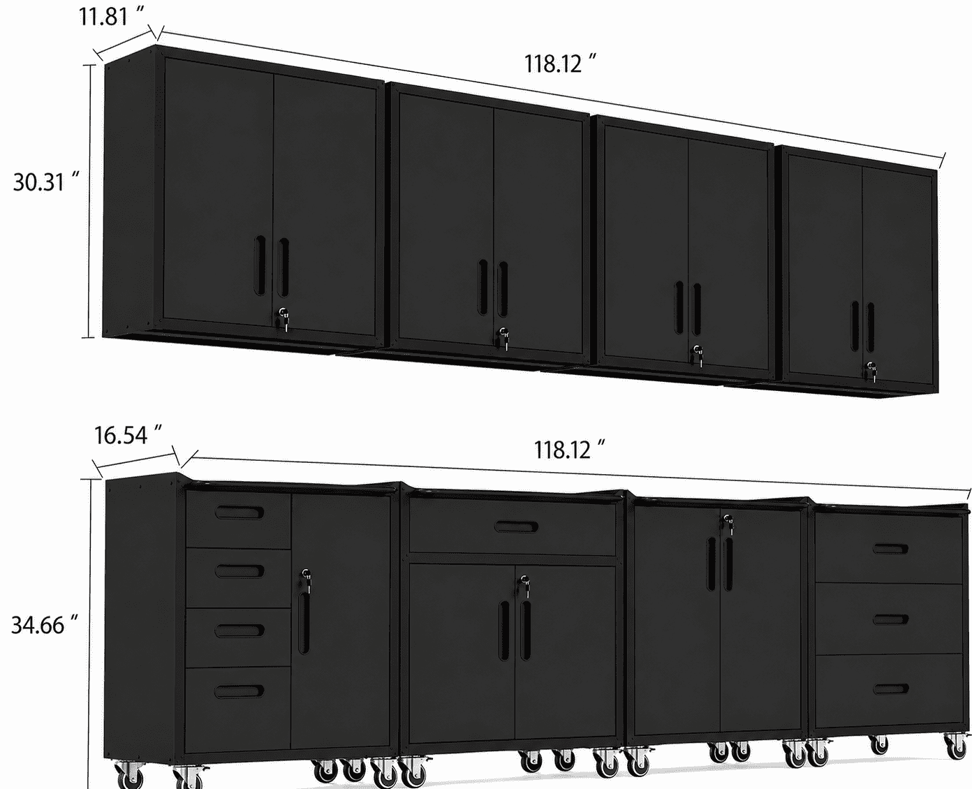 IKIMI 8-Piece Heavy Duty Garage Cabinet System with Workbench