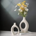 thumbnail image 6 of Modern XL Beige Ceramic Vase Set of 2 for Modern Home Decor, Eclectic Entryway, 6 of 6