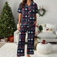 thumbnail image 5 of UngA Christmas Pajamas Womens Short Sleeve Sleepwear Long Pants Soft Button Down Loungewear Silk Christmas Pajamas for Women,Size L, 5 of 5