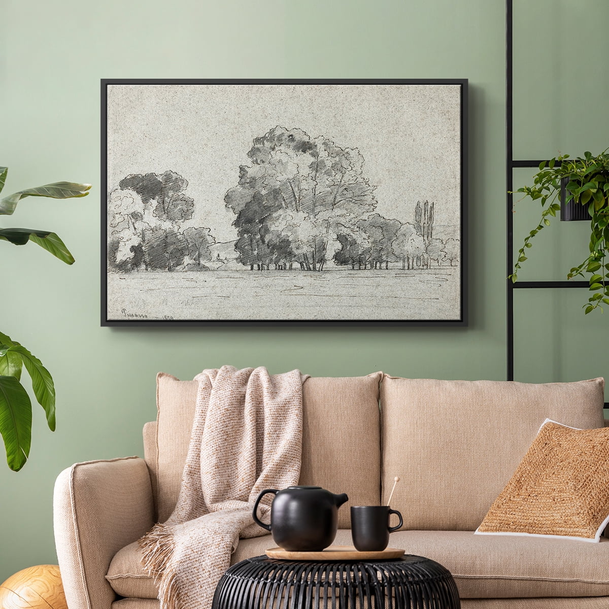 Vintage Landscape-MXIV By Wexford Home Framed in Black Wood Gallery Wrapped Canvas 27 in. x 41 in.