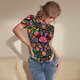 thumbnail image 3 of Balery Colorful Floral Embroidery Mexican Body de cuello redondo de manga corta para mujer Tops de manga corta Tops básicos-Large, 3 of 7