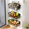 thumbnail image 1 of Cesta de almacenamiento de frutas montada en la pared, cesta de frutas y verduras, estante de cocina de acero inoxidable, perfecto para cocina, frutas, verduras, artículos de tocador Color3, 1 of 5