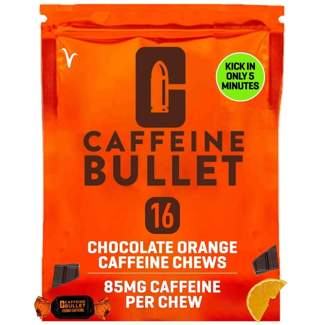 Energy Chews Caffeine Bullet, chocolate y naranja, 4 x 85 mg