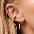 thumbnail image 3 of Pendientes Freekiss Gold Hoop, chapados en oro de 14 quilates, para mujer, 3 of 9
