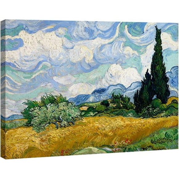 AIR-Wheat Field with Cypresses Canvas Print of Van Gogh Famous Oil Paintings Landscape Canvas Prints Artwork Blue Pictures on Canvas Wall Art for Home Office Decorations