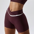 thumbnail image 1 of Pantalones cortos deportivos cruzados, pantalones cortos deportivos ajustados elásticos de secado rápido, suaves y transpirables, de cintura alta, para ejercicio, 1 of 8